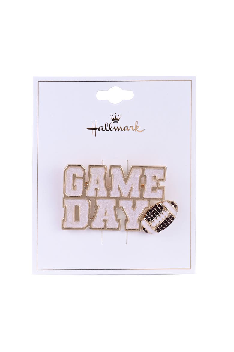 Game Day Glitter and Stone Pin, Alternate, color, Brown
