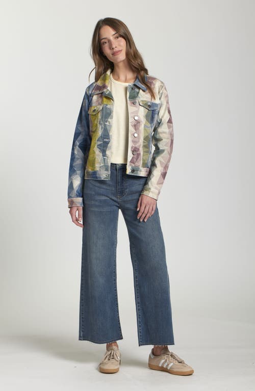 Apny Printed Denim Jacket In Blue