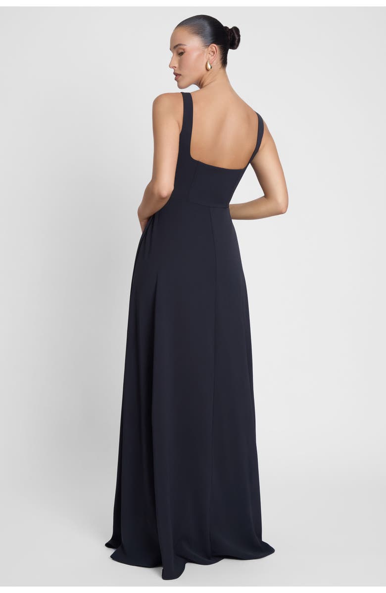LEAU Siren Square Neck Corset Maxi Dress, Alternate, color, Black