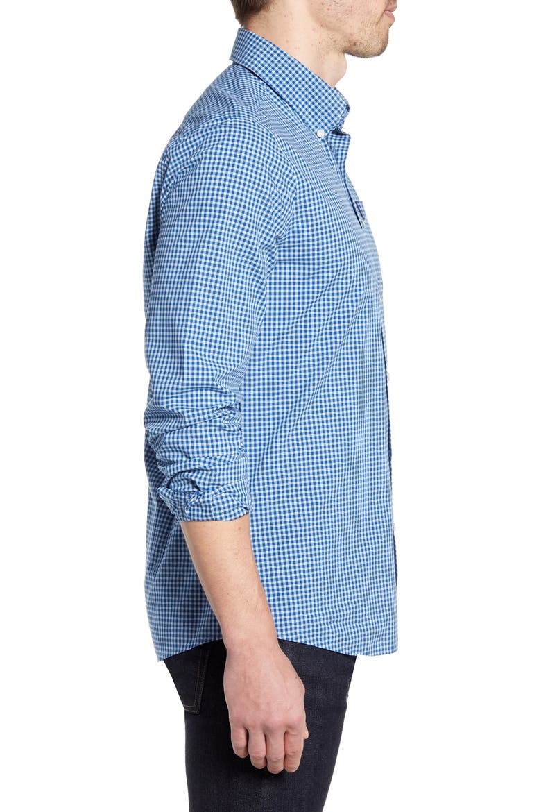 Gingham 19 Tailored Fit Button-Up Shirt, Alternate, color, NAVY