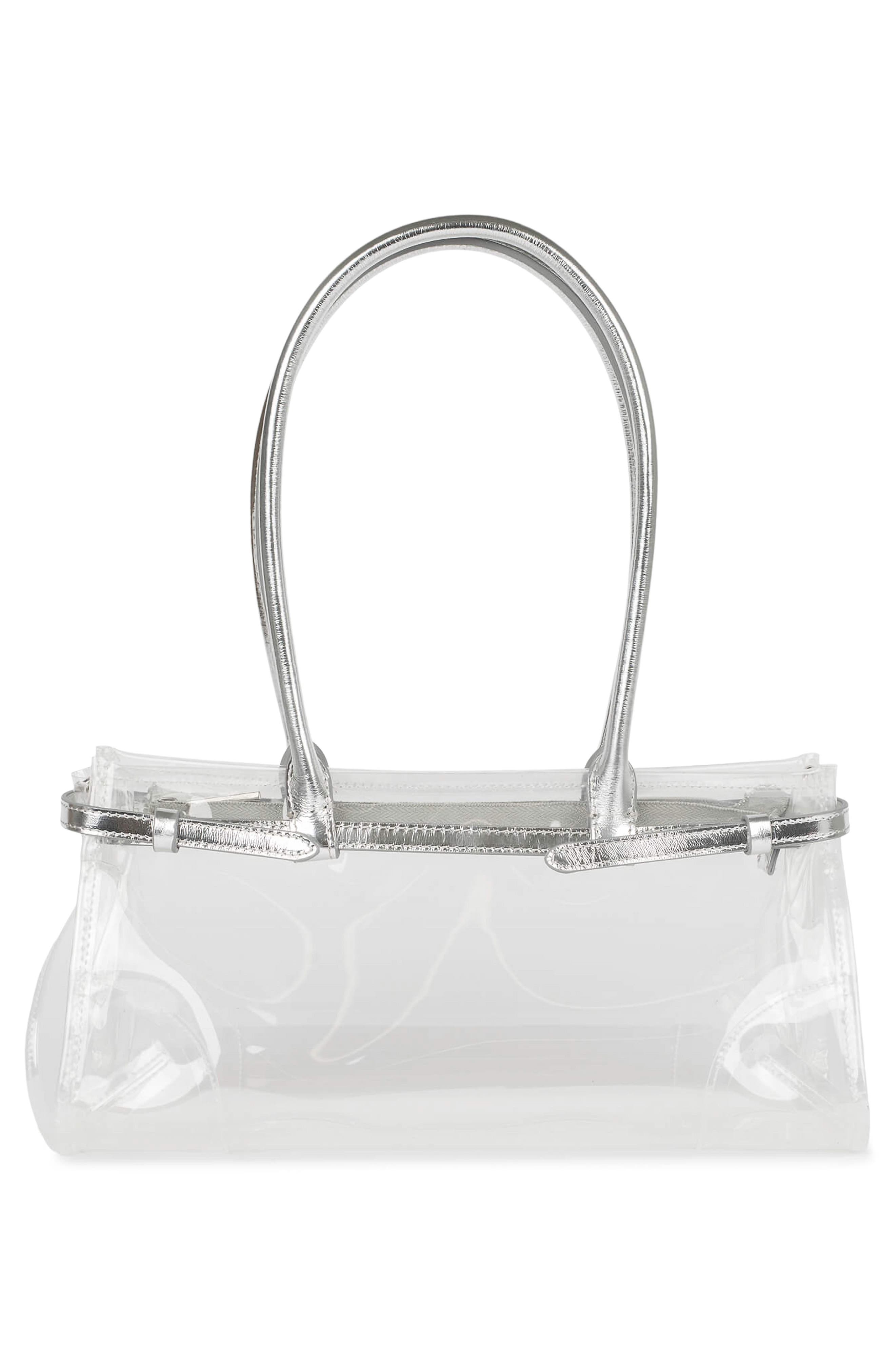 Pesky-V Clear Leather Baguette, Alternate, color, CLEAR