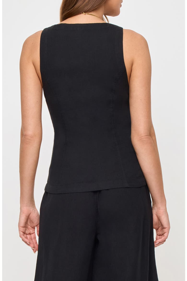 Sofie Linen & Cotton Vest, Alternate, color, BLACK