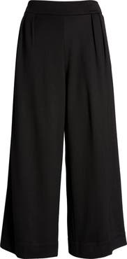 Anne Klein Pleated Wide Leg Crop Pull-On Pants