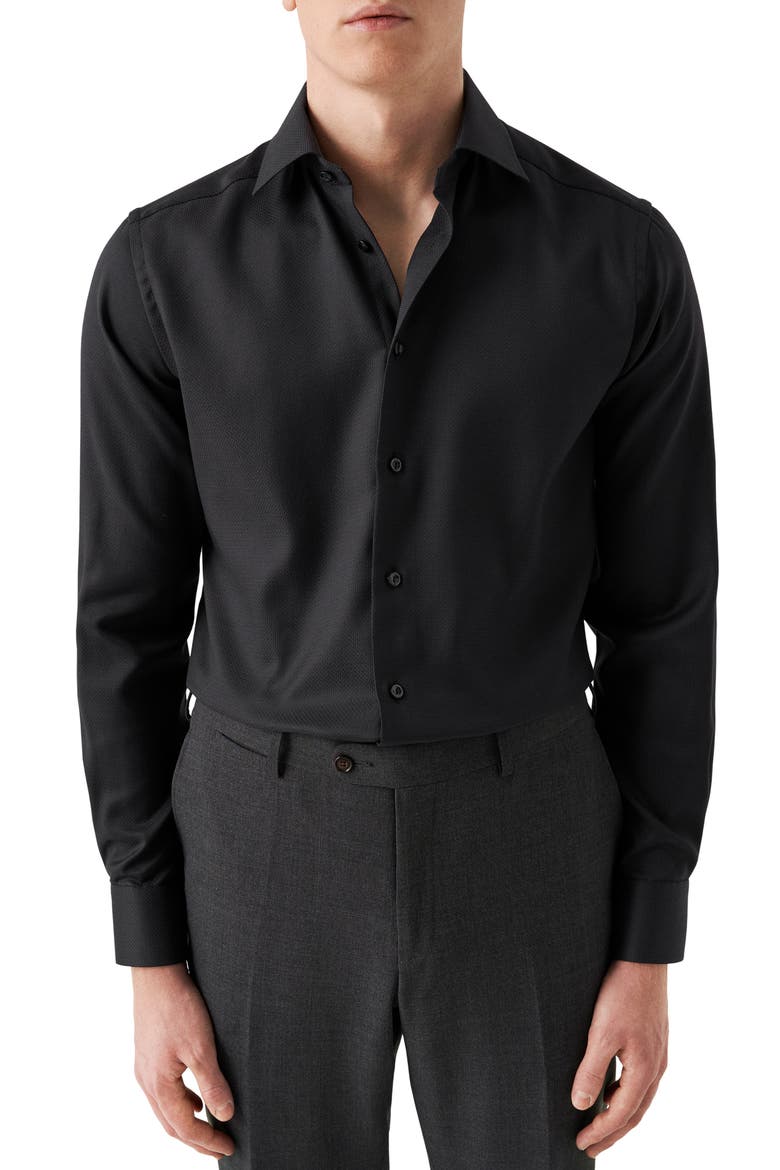 Contemporary Fit Twill Dress Shirt, Main, color, BLACK
