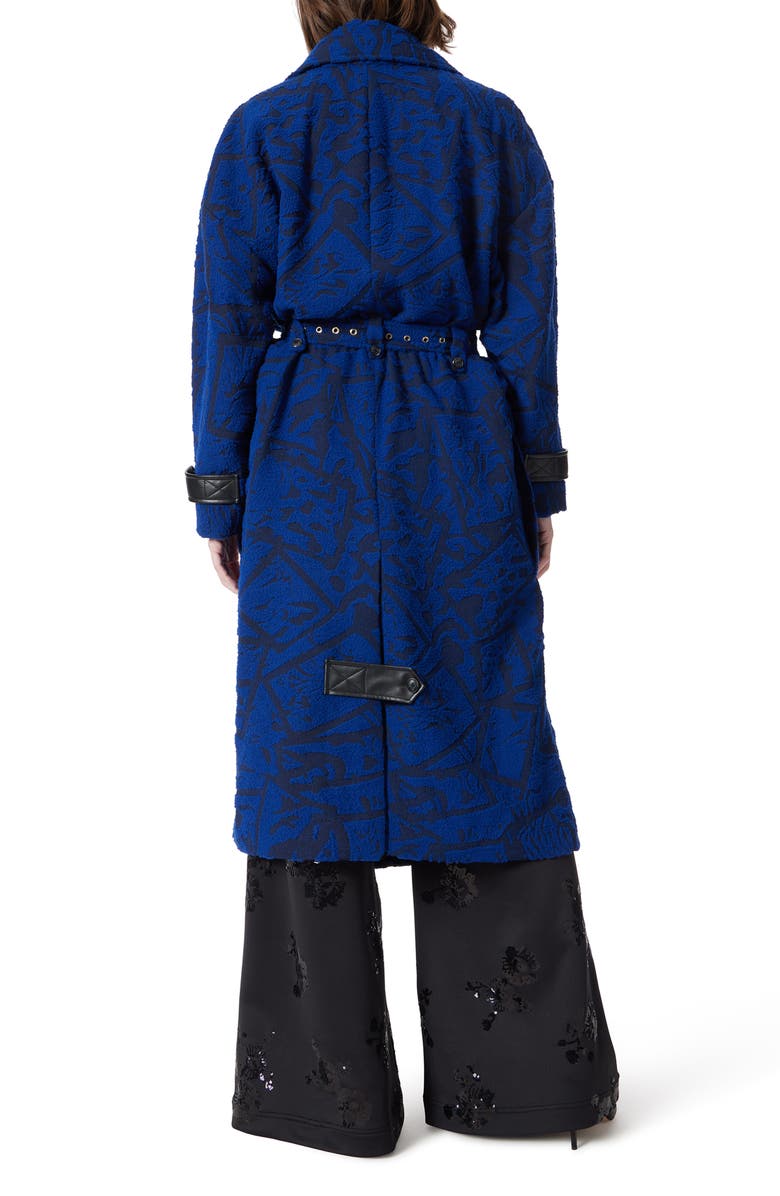 DO by Dee Ocleppo Tie Belt Textured Jacquard Trench Coat, Alternate, color, 