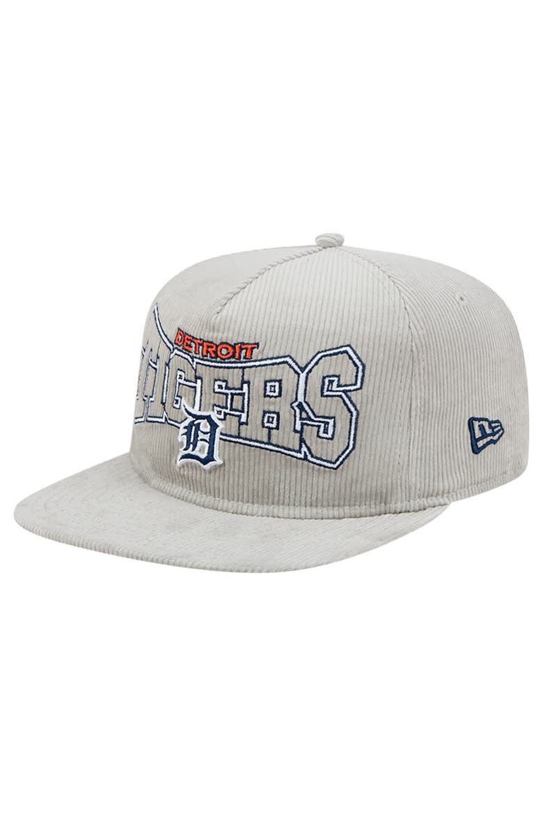 Men's New Era Gray Detroit Tigers Corduroy Golfer Snapback Hat, Main, color, Gray