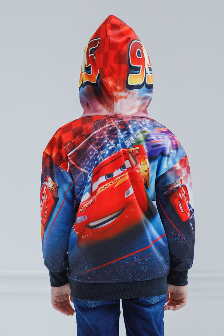 Lightning McQueen Cars Sublimated Pullover Hoodie, Alternate, color, Red