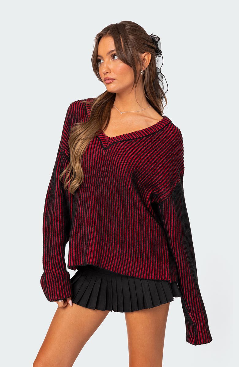 EDIKTED Oversize Contrast Rib Sweater, Alternate, color,