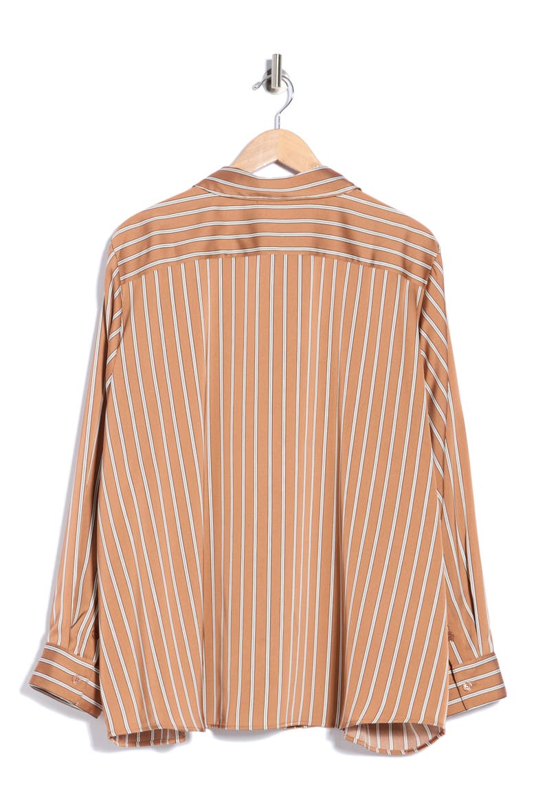 Striped Button Front Shirt, Alternate, color, FRENCH ROAST STRIPE