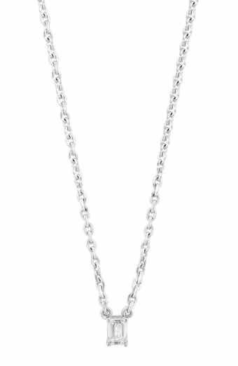 EFFY Sterling Silver Emerald Cut Diamond Pendant Necklace