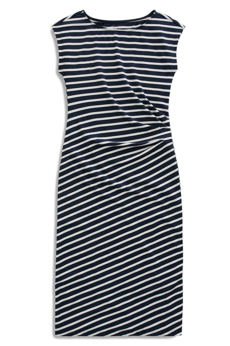 Aja Ruched Stripe T-Shirt Midi Dress, Alternate, color, PACIFIC NAVY/POWDER