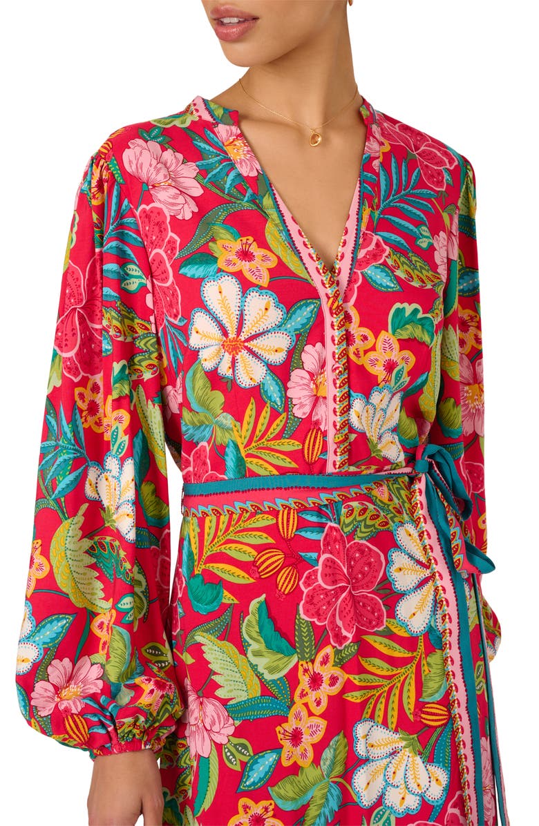 Adrianna Papell Print Long Sleeve Maxi Dress, Alternate, color,