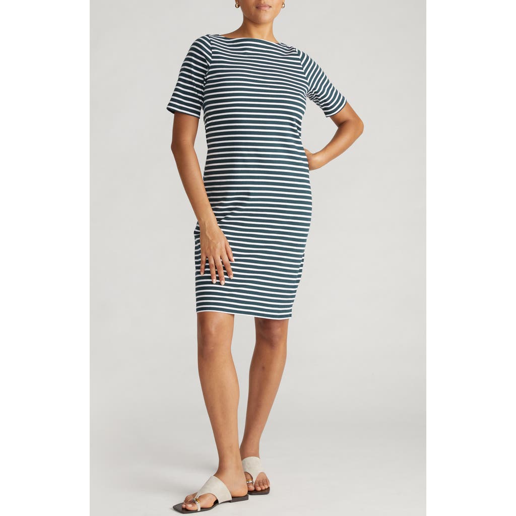 Universal Standard Belle Breton Stripe Cotton Jersey Dress In Deep Sea/white Stripe