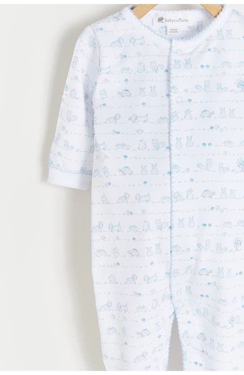 Babycottons Woods Pajama Snap Footie In Blue