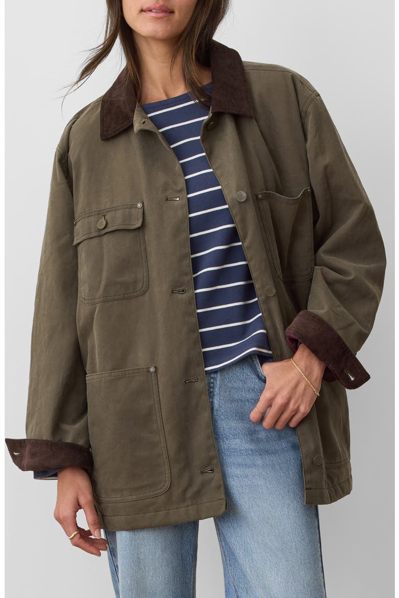 Cotton Barn Jacket, Main, color, OLIVE