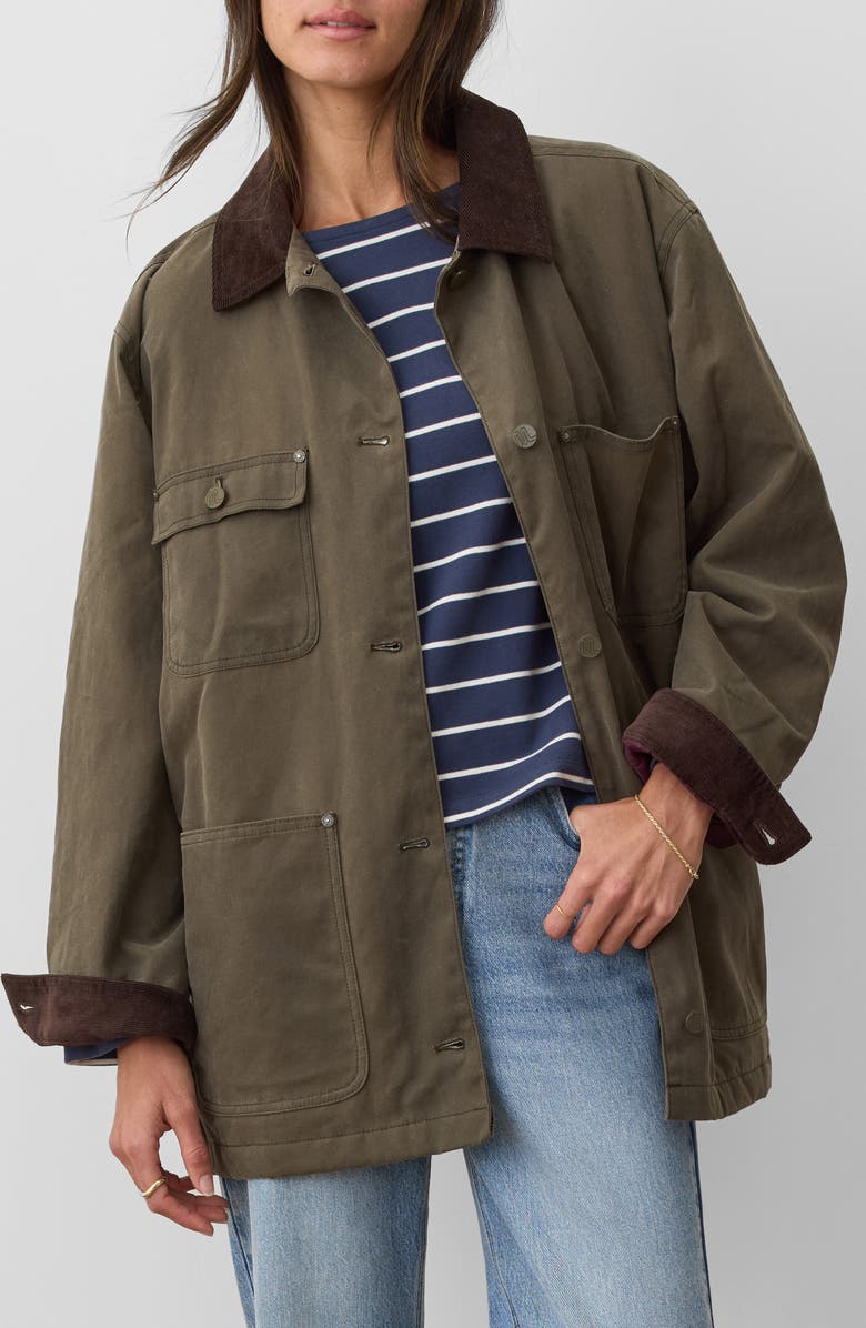 Marine Layer Cotton Barn Jacket, Main, color, Olive