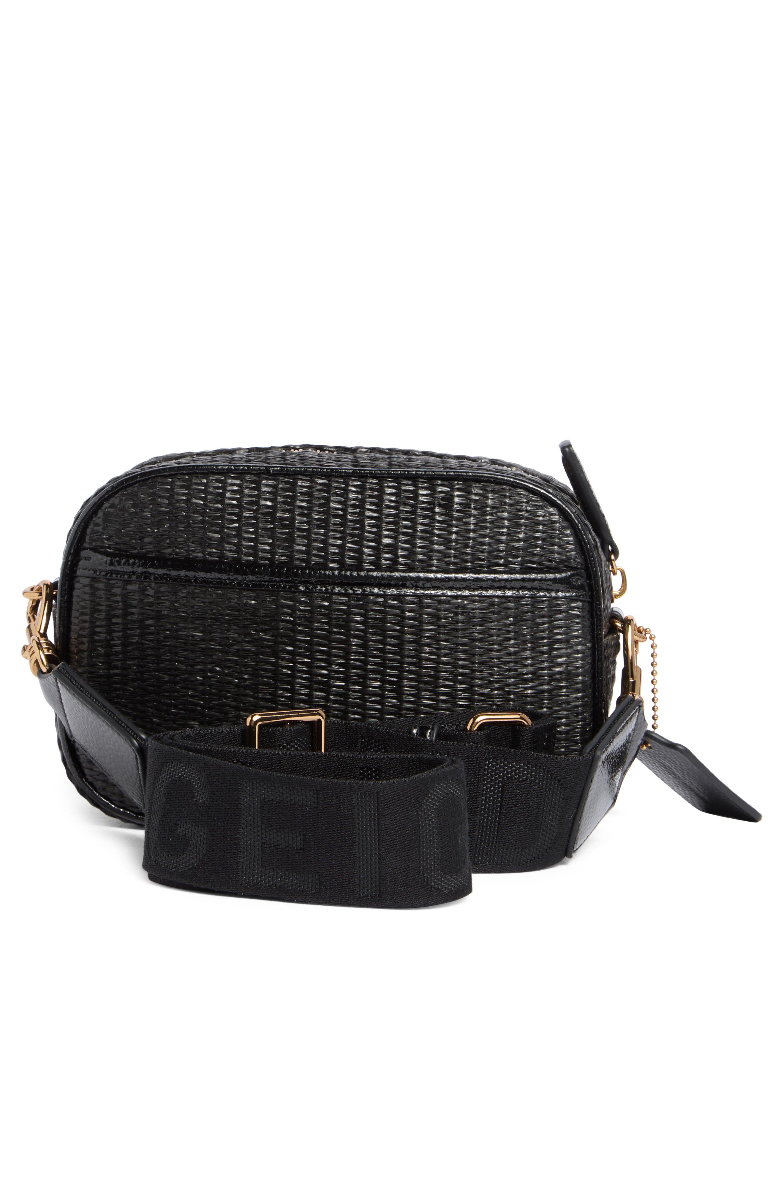 Kurt Geiger London Chiswick Raffia Camera Bag, Alternate, color, Black