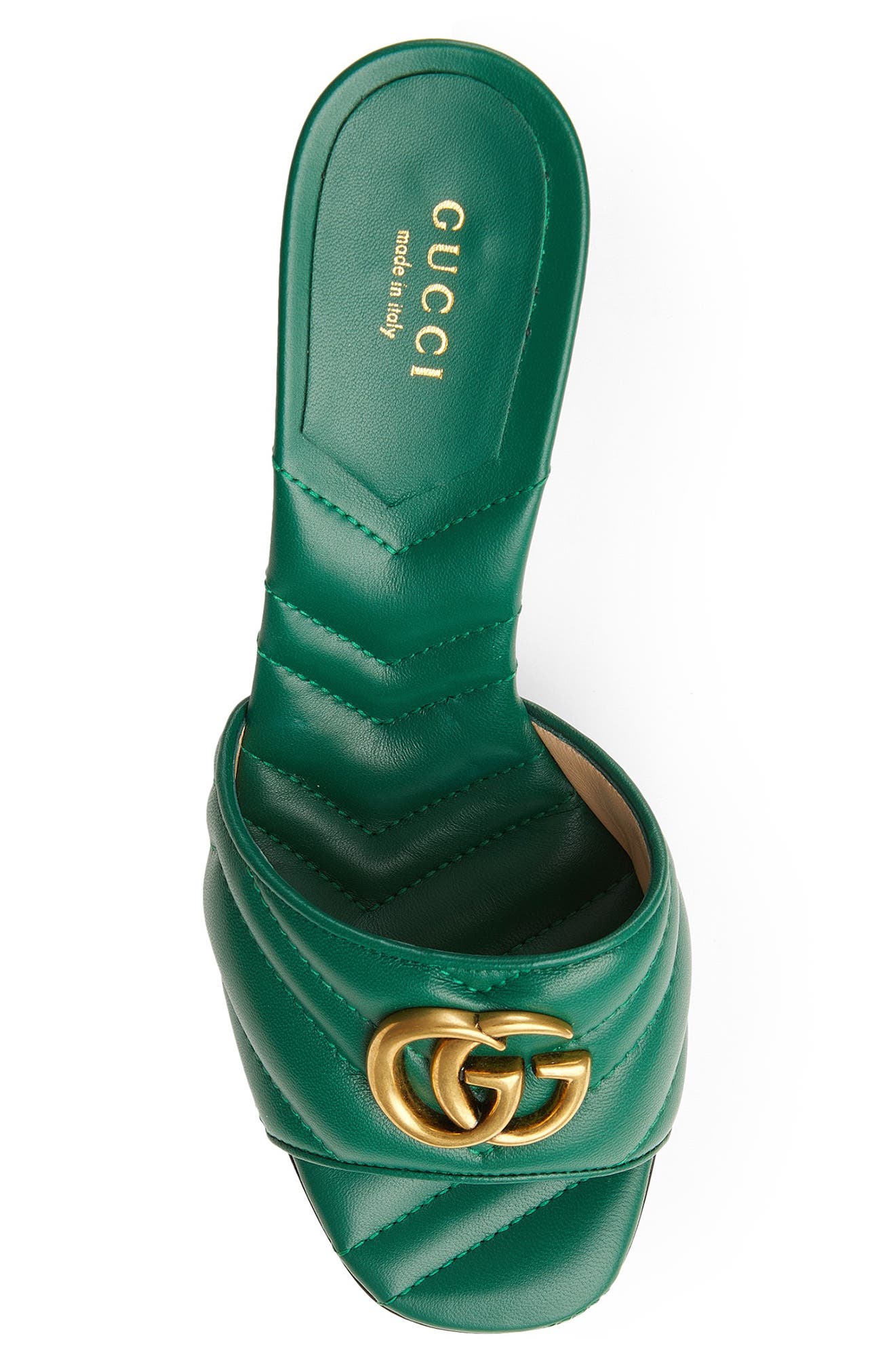 GG Quilted Slide Sandal, Alternate, color, EMERALD