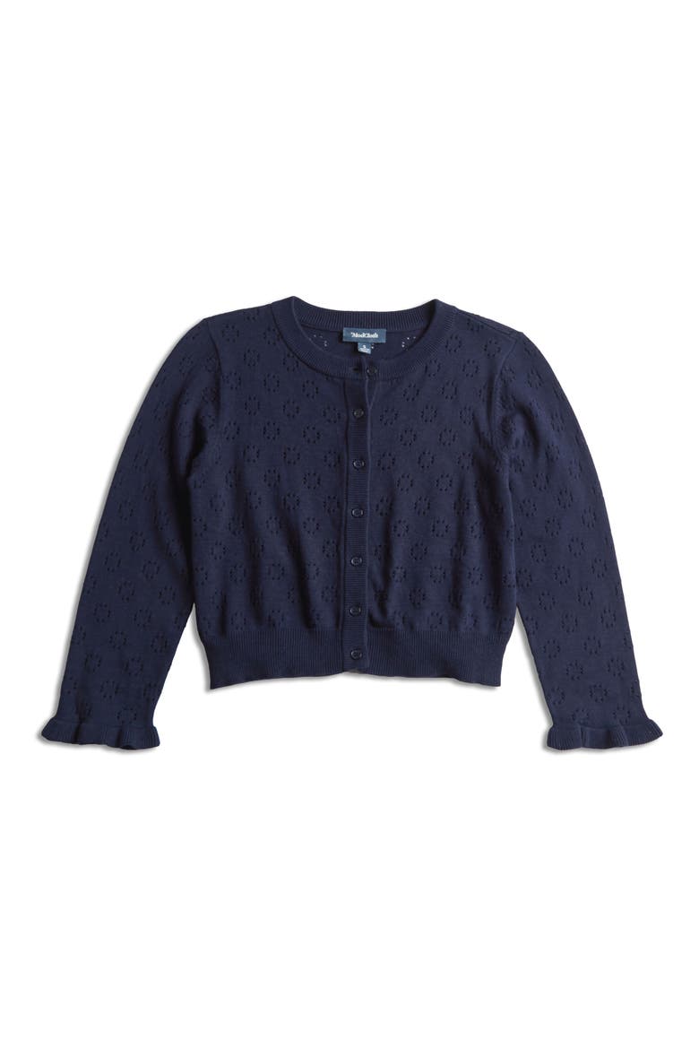 Ruffle Sleeve Crop Cardigan, Alternate, color, NAVY