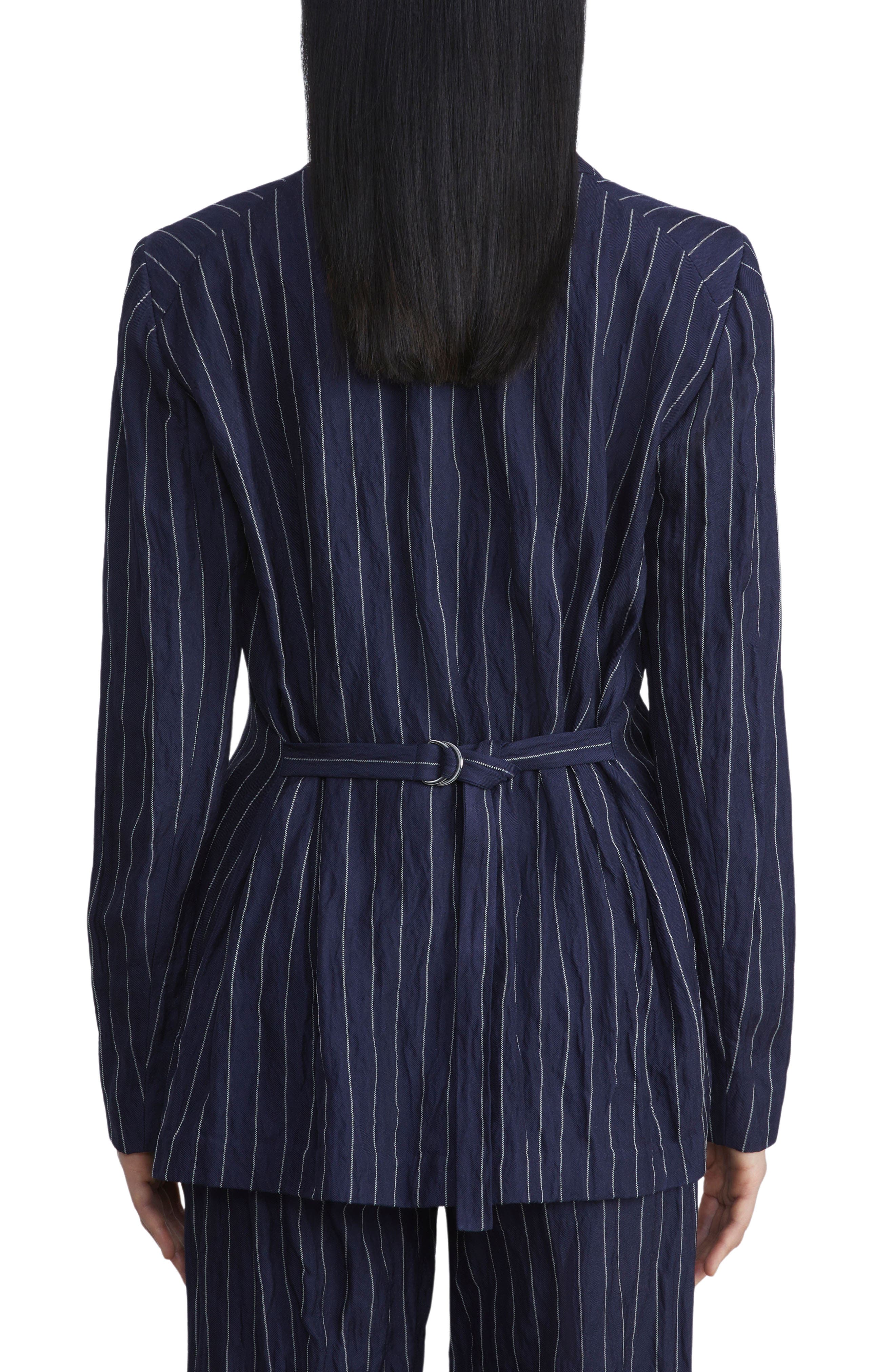 Lafayette 148 New York Metallic Stripe Back Belt Jacket (Women) | Nordstrom
