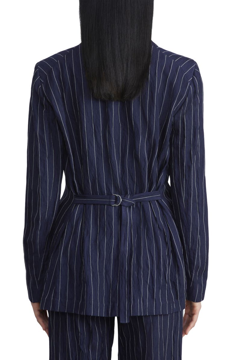 Lafayette 148 New York Metallic Stripe Back Belt Jacket, Alternate, color,