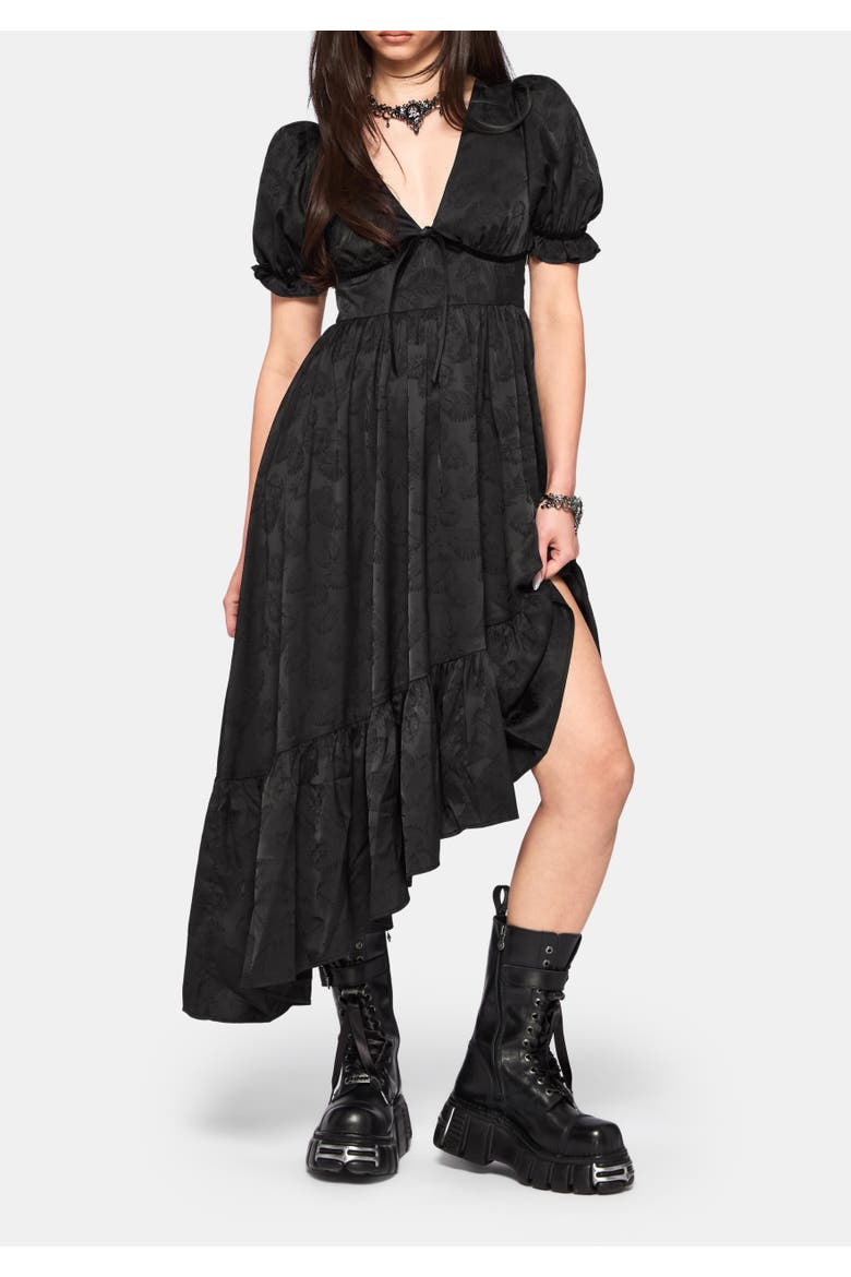 Elaria Jacquard Asymmetric Midaxi Dress, Alternate, color, Black