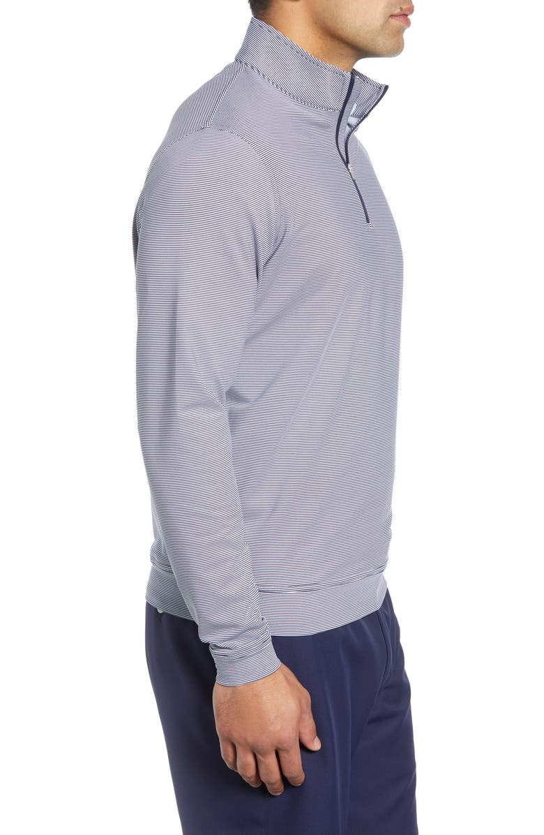 Peter Millar Perth Stripe Quarter Zip Performance Pullover, Alternate, color, Navy/White