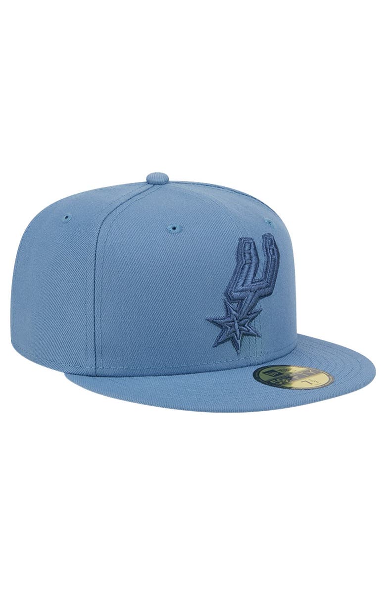 New Era Men's New Era Blue San Antonio Spurs Color Pack Faded Tonal 59FIFTY Fitted Hat, Alternate, color, 