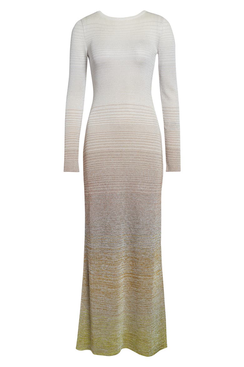 Metallic Stripe Long Sleeve Sweater Dress, Main, color, MULTICOLOR YELLOW GREEN