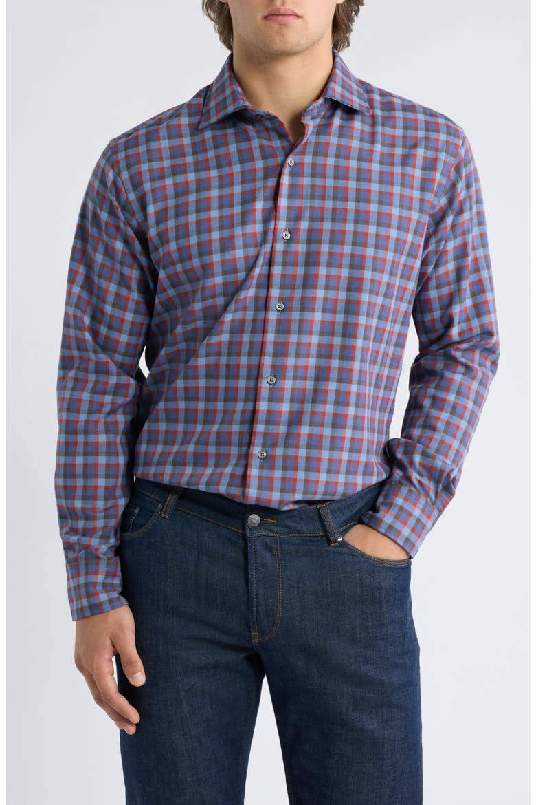 Theod Performance Flannel Sport Shirt, Main, color, CROWN BLUE