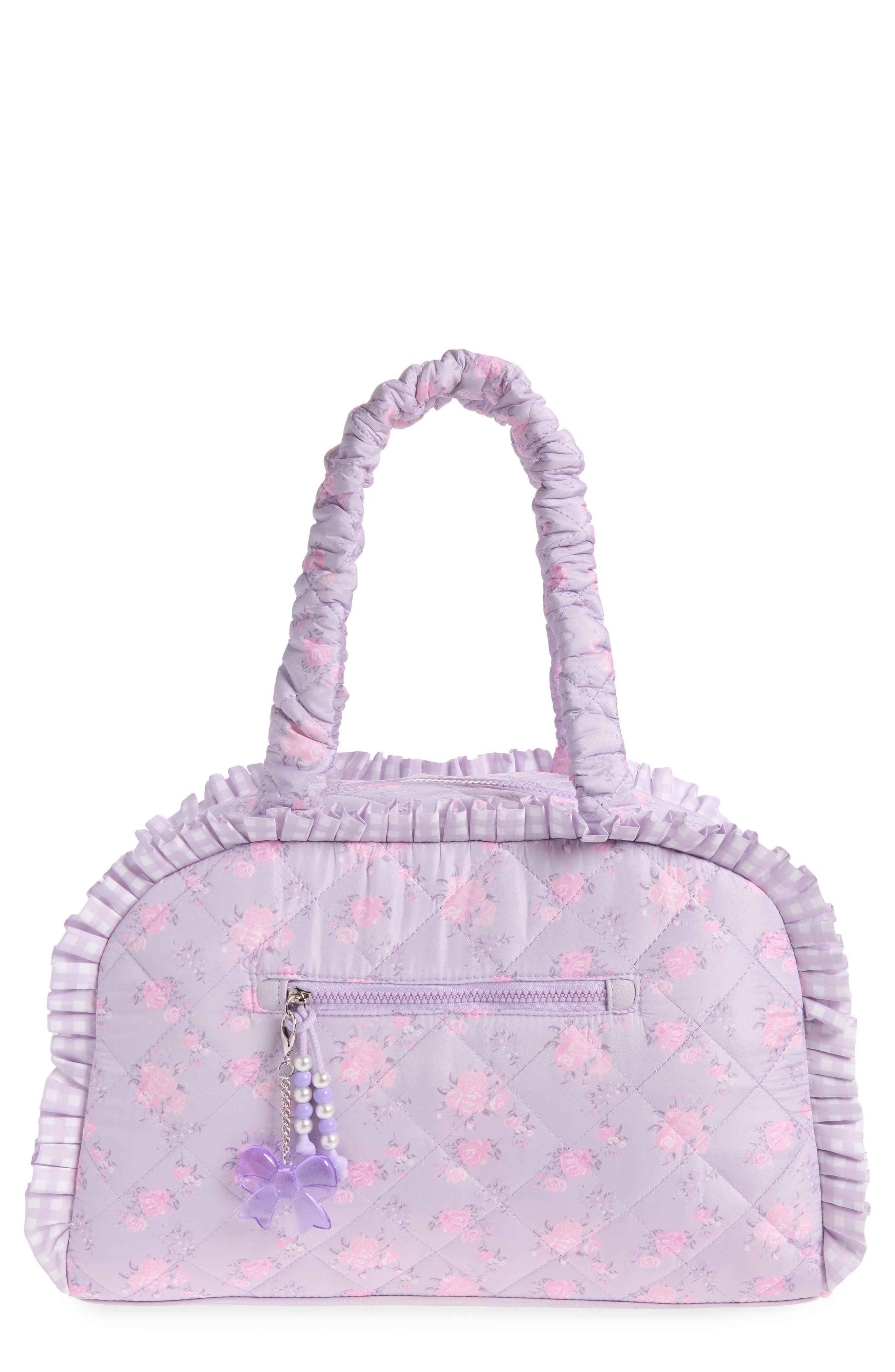 OMG Accessories Kids' Medium Floral Quilted Duffle Bag