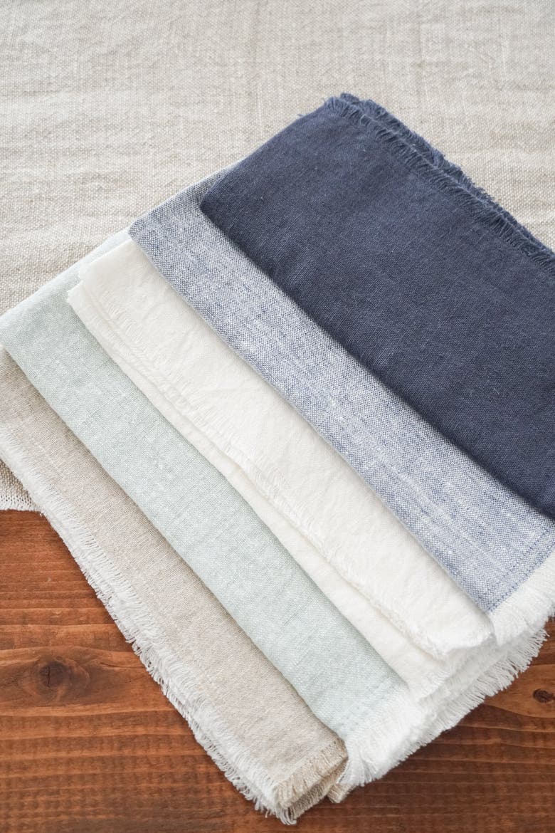 So Soft Linen Fringe Napkins, Alternate, color, Navy Blue