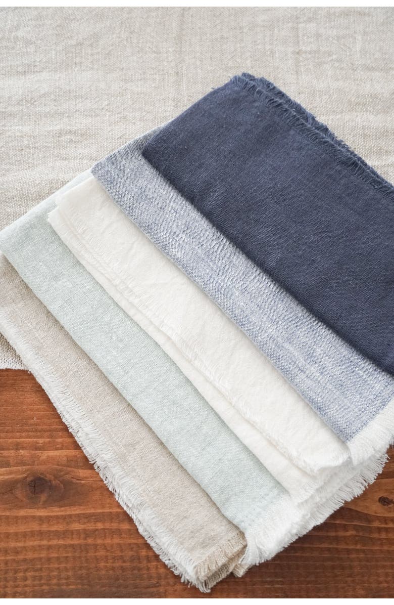 Anaya So Soft Linen Fringe Napkins, Alternate, color, Natural Beige
