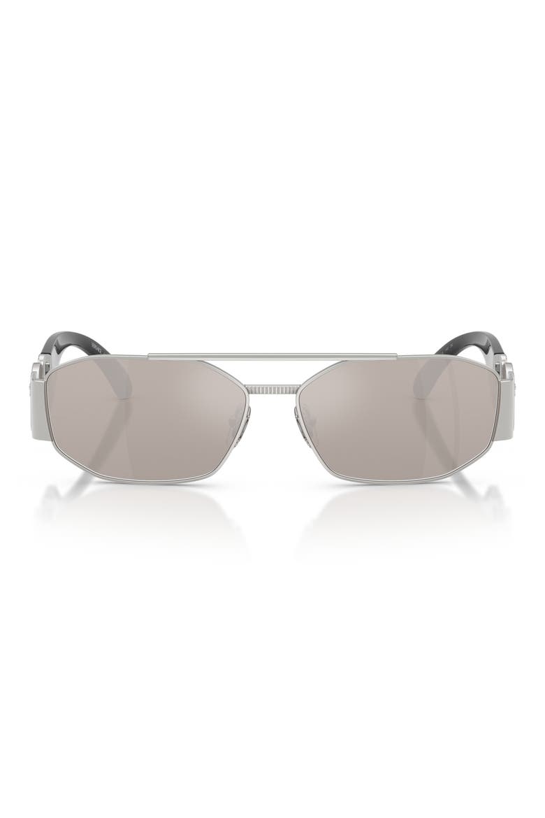58mm Mirrored Irregular Sunglasses, Main, color, SILVER / CLEAR MIRROR PLATINUM