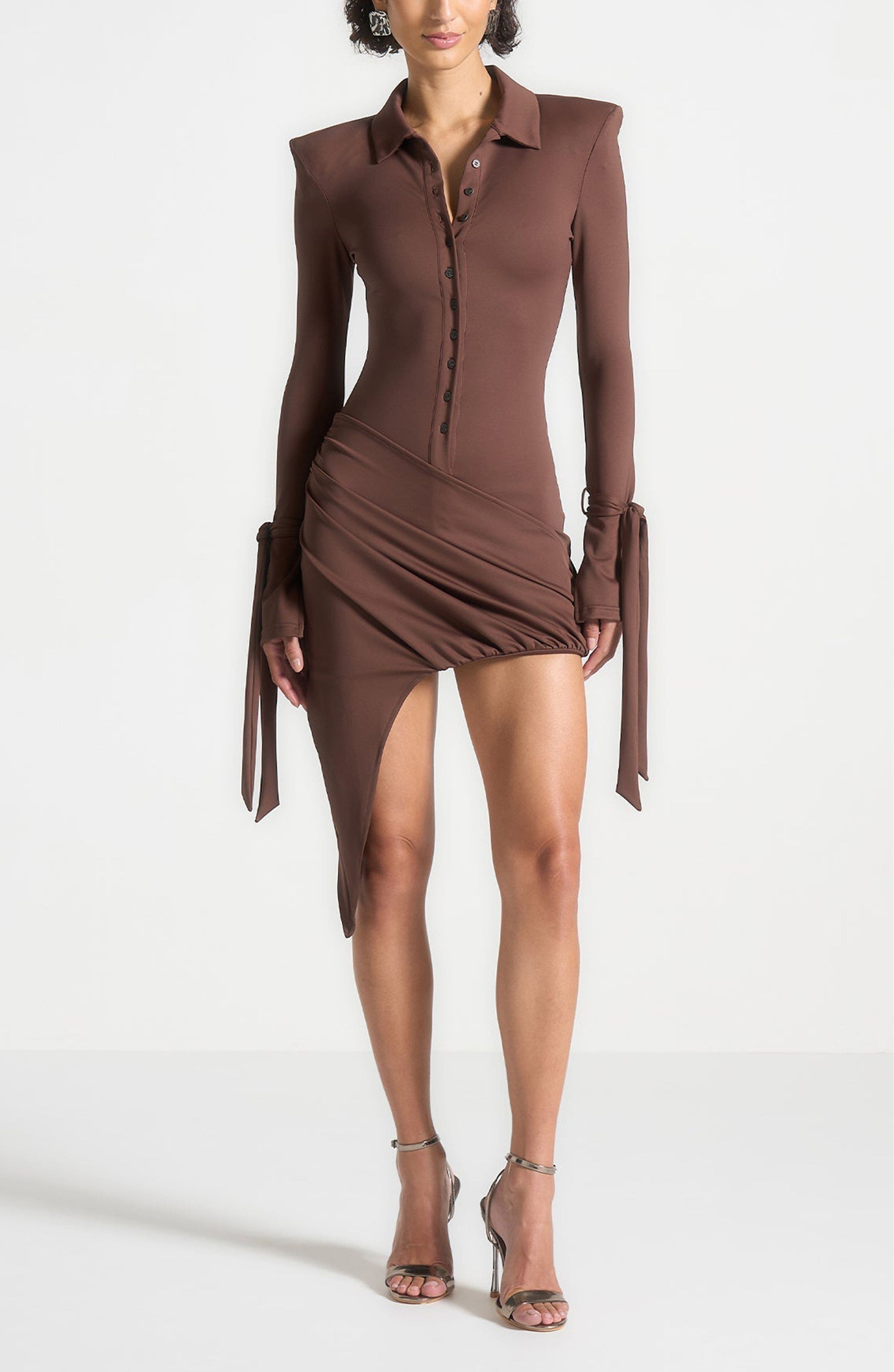 Diane Draped Asymmetric Mini Dress - image 3