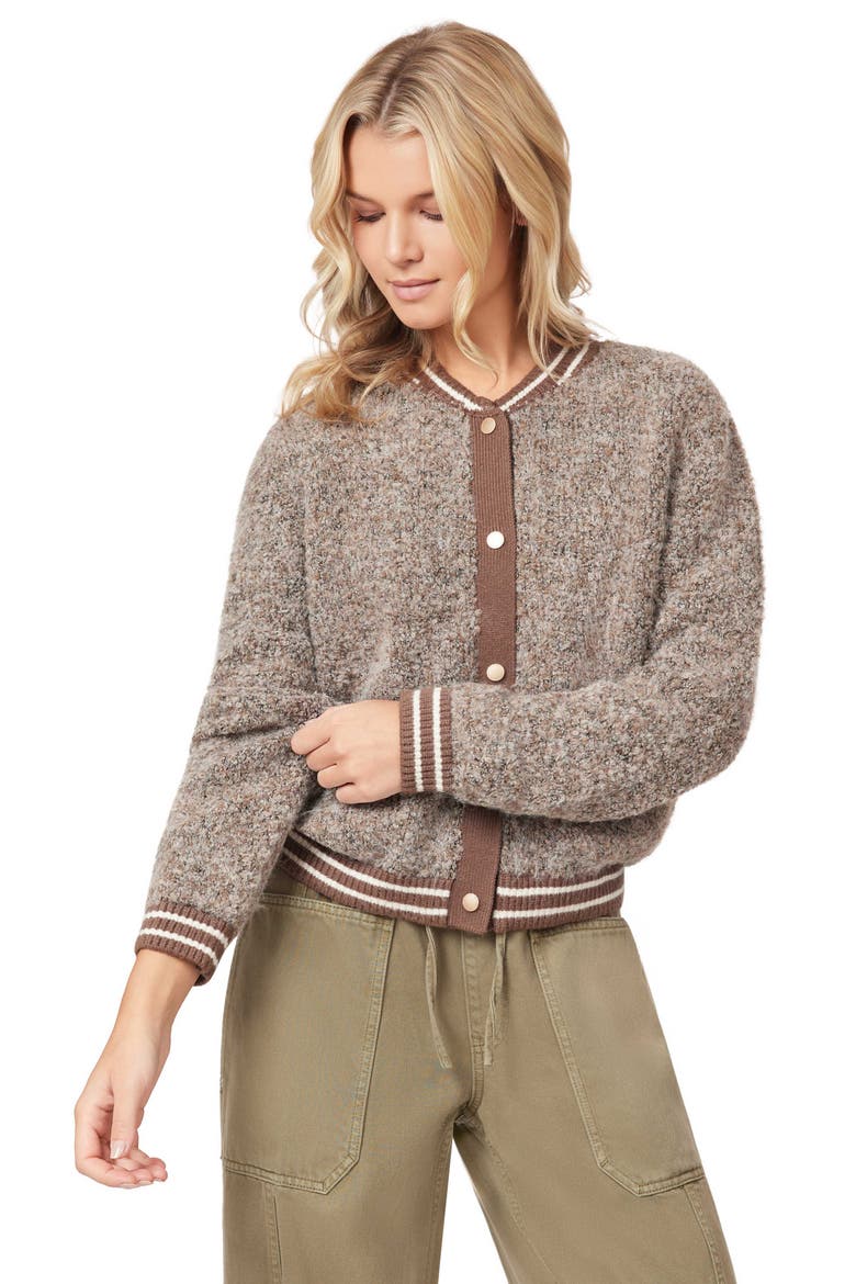 Bouclé Bomber Jacket, Alternate, color, MEDIUM BROWN