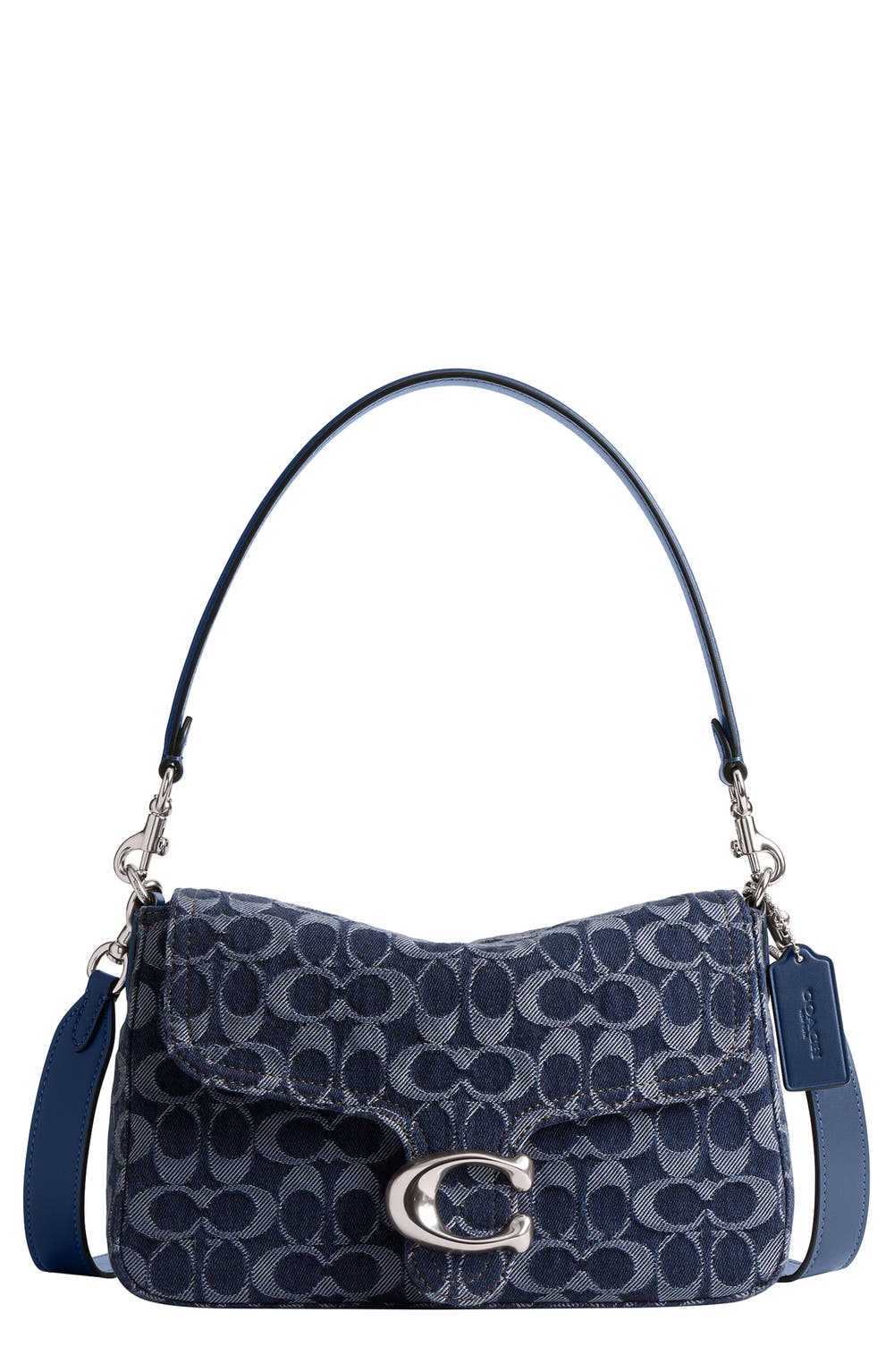 Tabby Soft Signature Washed Denim Shoulder Bag, color, LH/ DEEP BLUE MULTI
