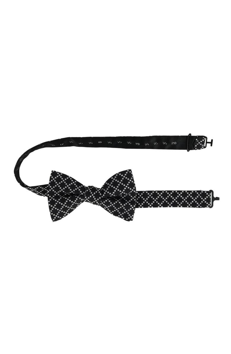 Trafalgar Rowan Geometric Pattern Silk Bow Tie, Alternate, color, Black