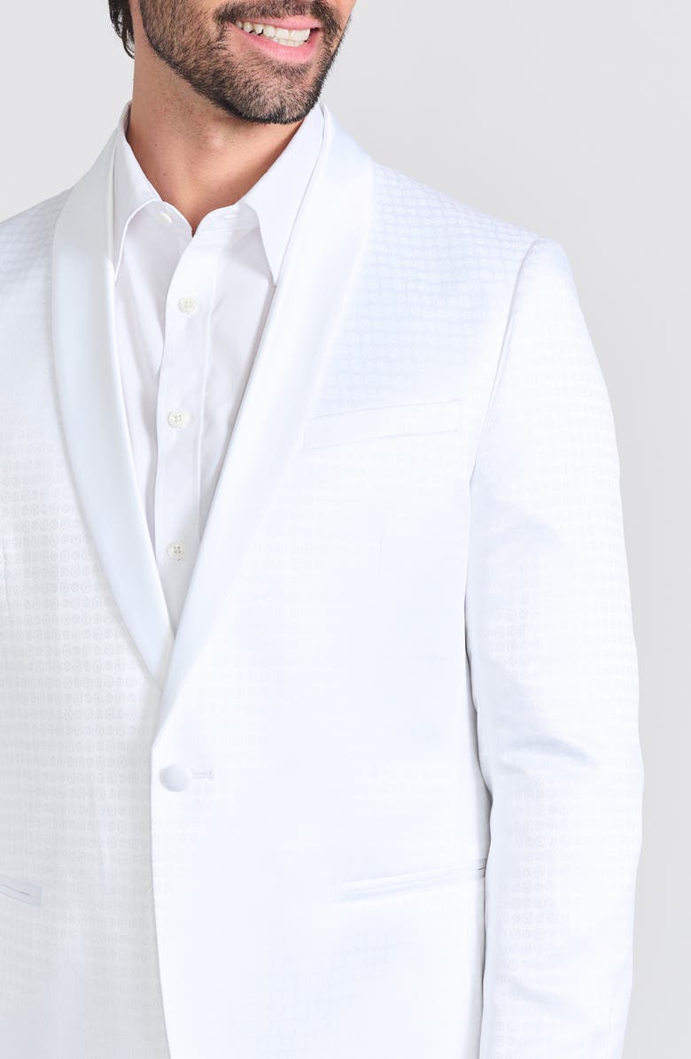 SAVILE ROW CO Varick White Jacquard One Button Shawl Collar Dinner Jacket, Alternate, color, White