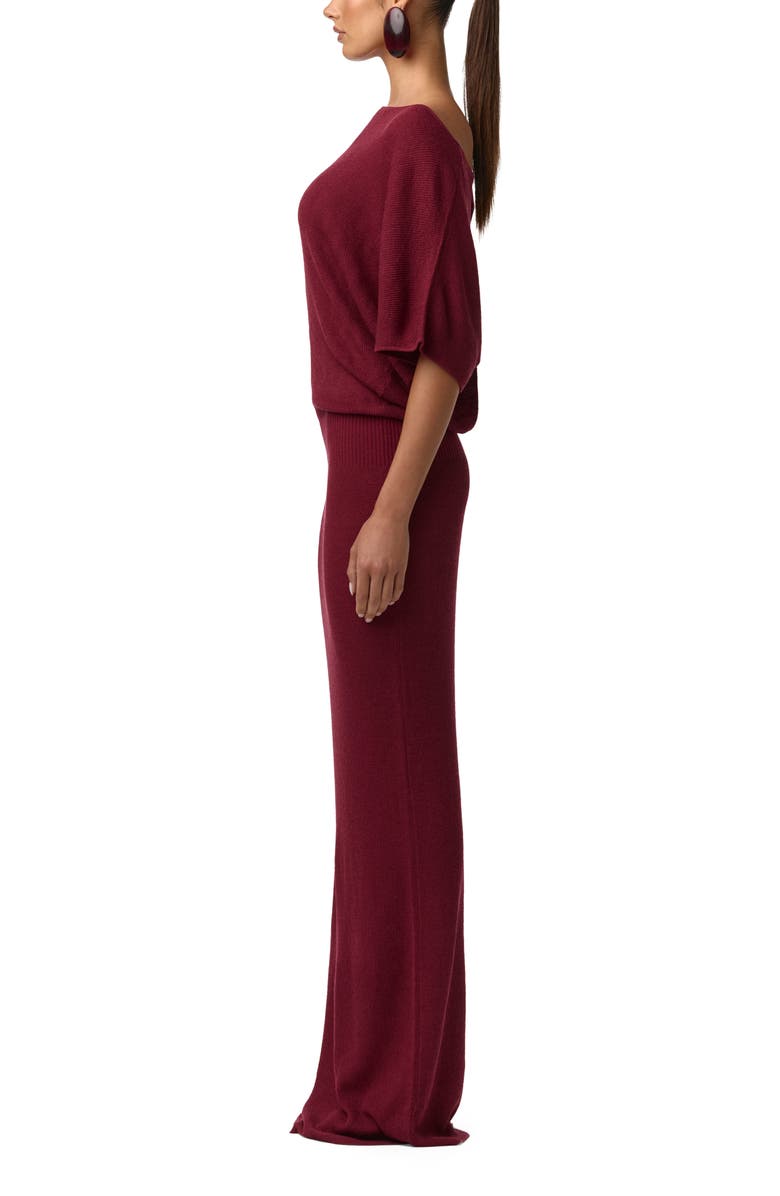 Naked Wardrobe Open Back Knit Maxi Dress, Alternate, color, Sangria