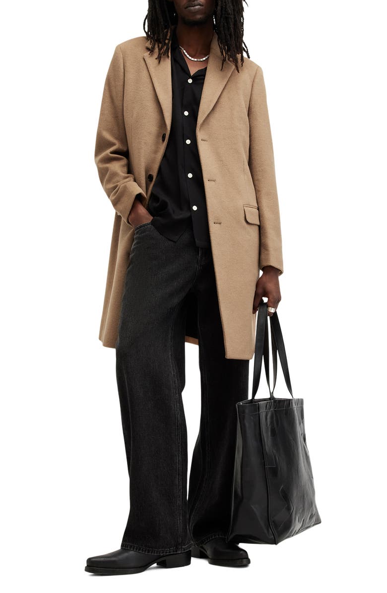 AllSaints Hal Longline Coat, Alternate, color, Camel Brown