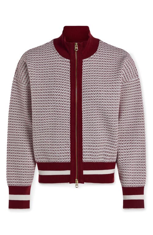 Varley Front-zip Knit Jacket In Red Dahlia/white