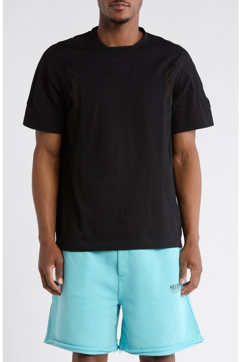 Sport Seam Mesh Paneled T-Shirt, Main, color, BLACK