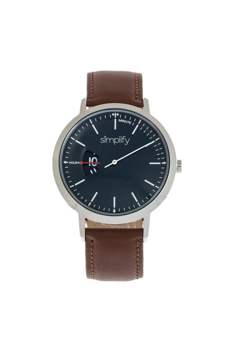 The 6500 Leather Strap Watch, Main, color, Brown