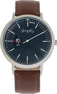 SIMPLIFY The 6500 Leather Strap Watch