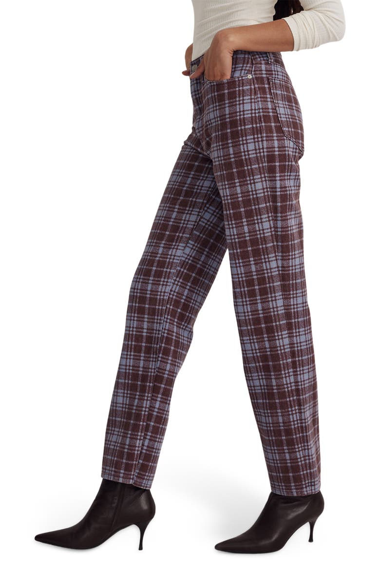 The Perfect Vintage Plaid High Waist Straight Leg Jeans, Alternate, color, CABERNET