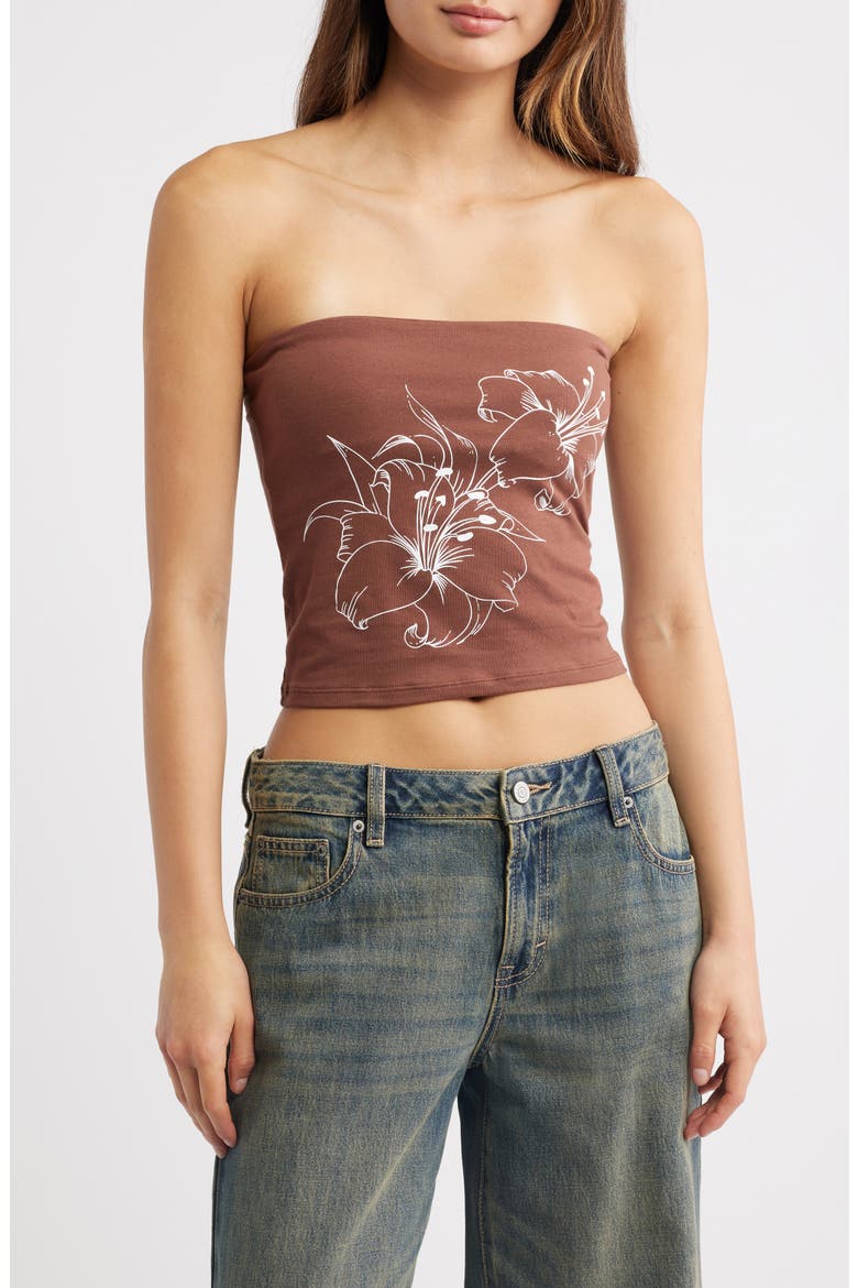 Lily Graphic Tube Top, Main, color, BROWN