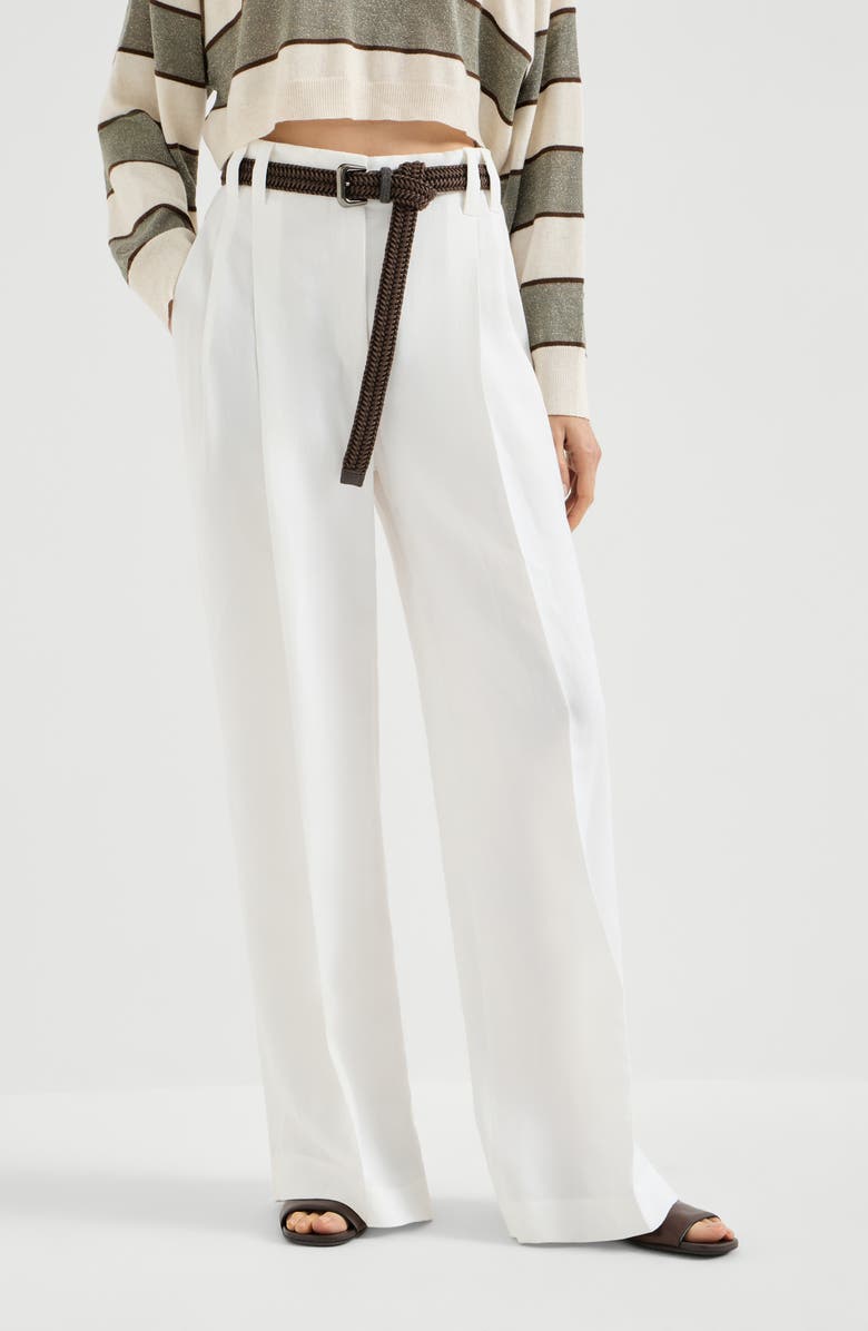 Brunello Cucinelli Pantalone Wide, Alternate, color, Panama