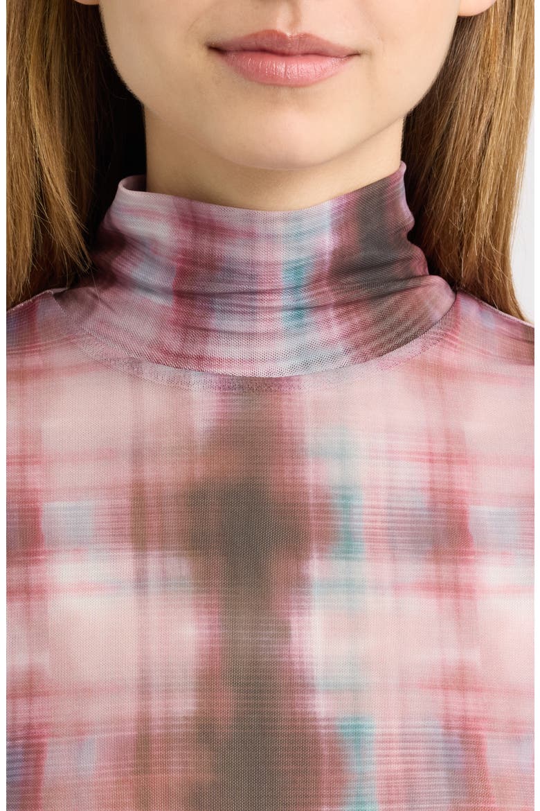 Yana Plaid Turtleneck Top, Alternate, color, RED MULTI