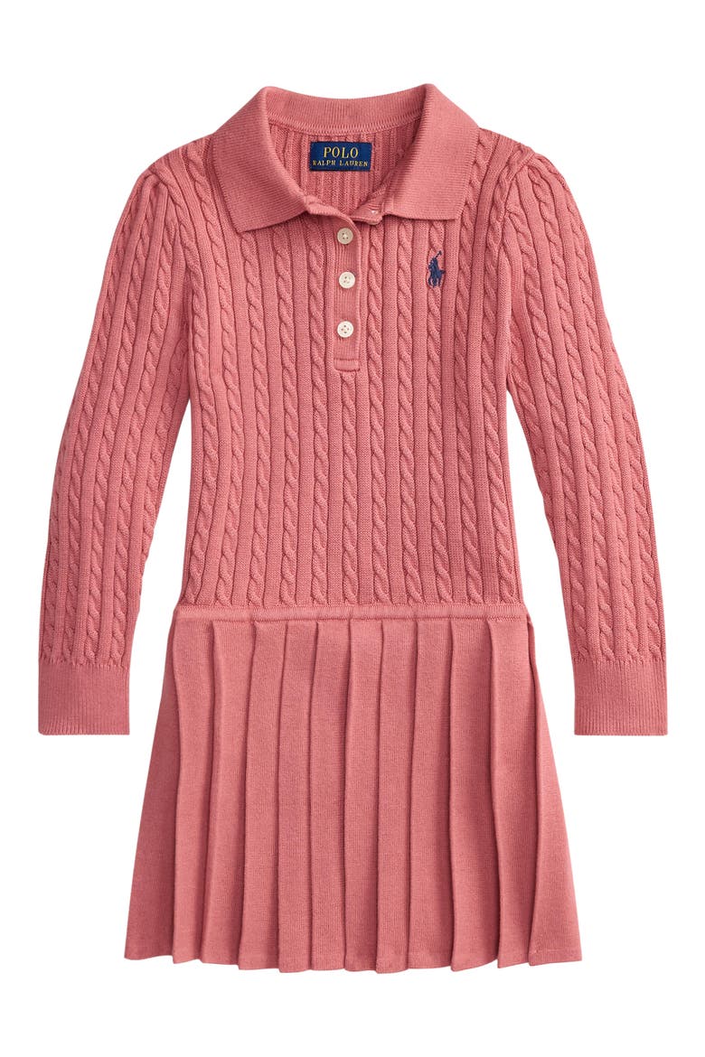 Kids' Cable Stitch Sweater Dress, Main, color, PINK